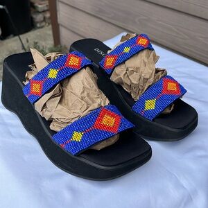 Bisou Bisou Women’s Vintage Beaded Platform Sandals